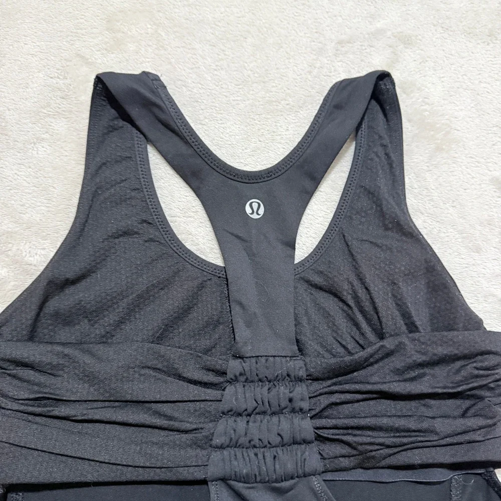 Lululemon Turbo Tank Top Womens 6 Black Racerback Ruched Activewear Yoga Gym